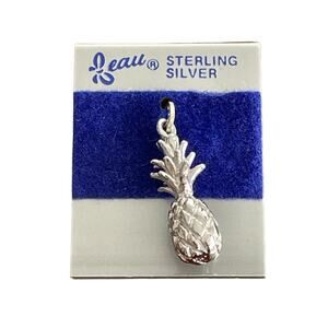 Vintage Beaucraft Beau Sterling Silver Pineapple Charm Tropical 3D New Old Stock